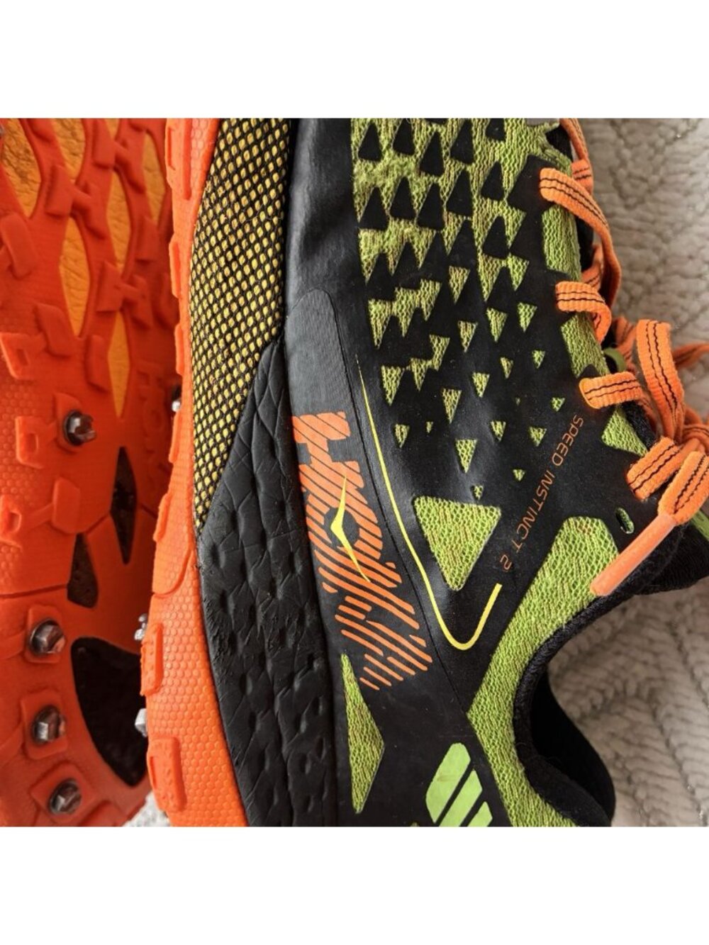 HOKA Men’s Speed Instinct 2 Trail Running Shoes Green Orange Size 9 READ DESC - Picture 7 of 7